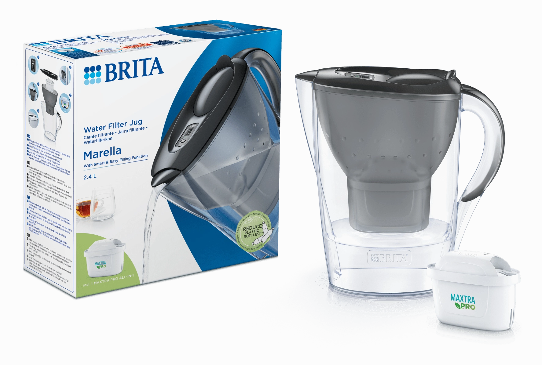 BRITA Water Filter Jug Marella Cool Graphite 2.4L