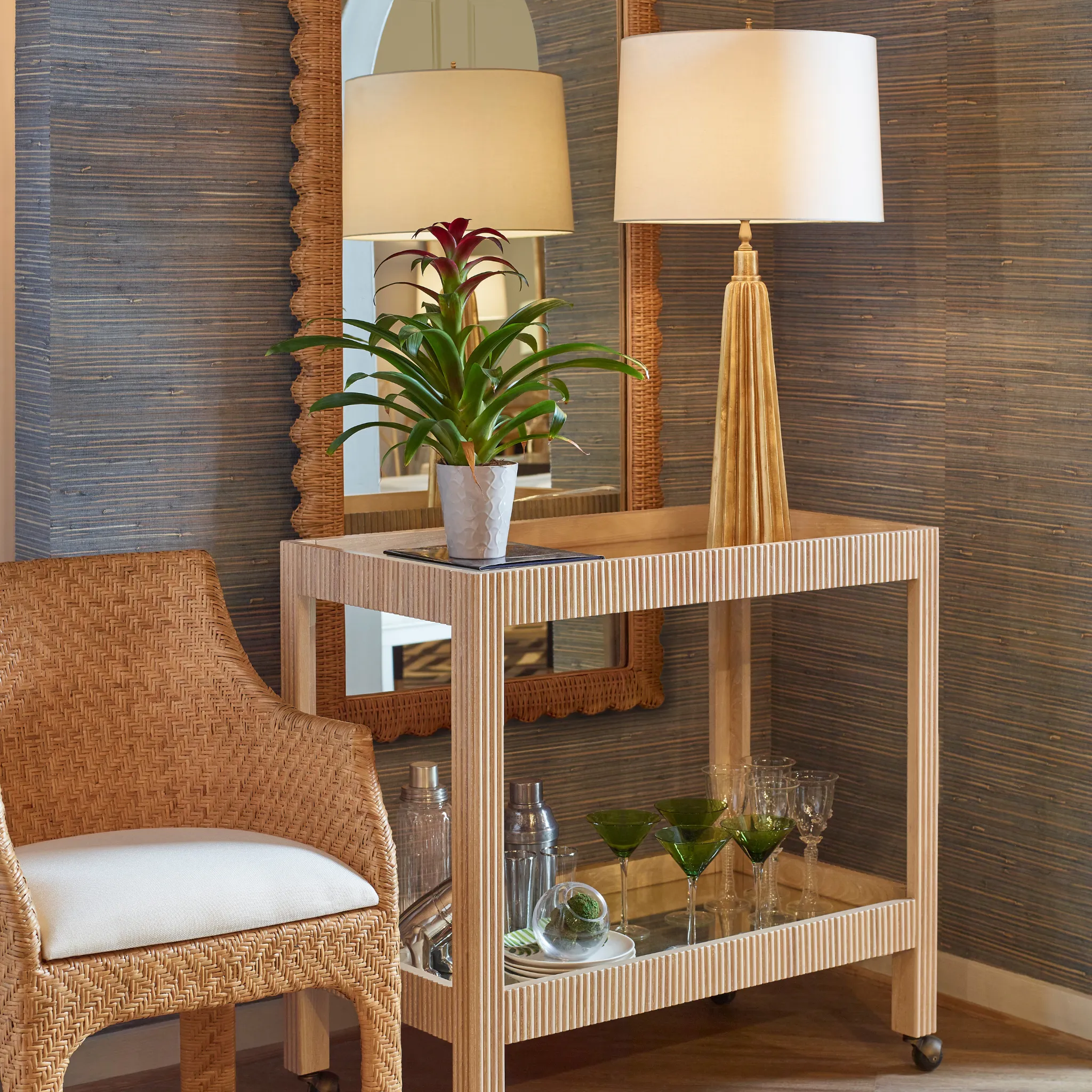 Britton Rattan Floor Mirror