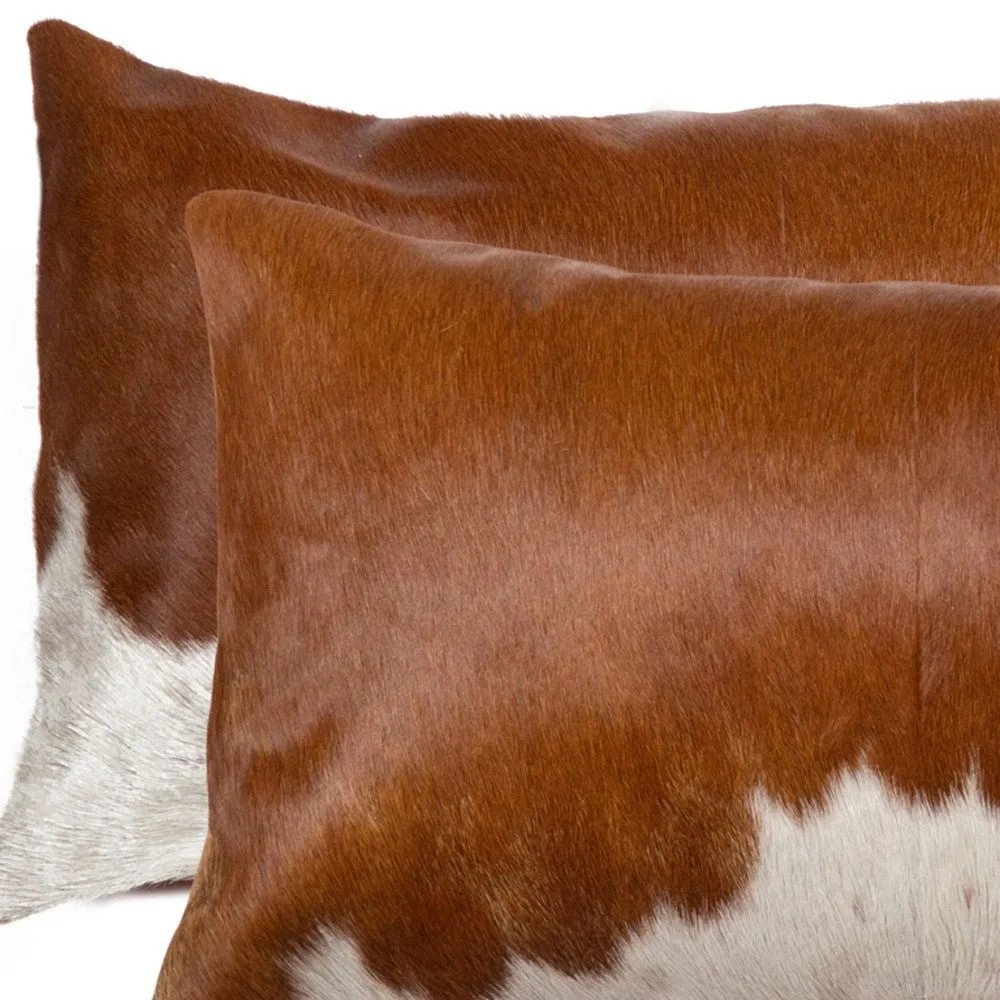 Brown & White Cowhide Pillow Set
