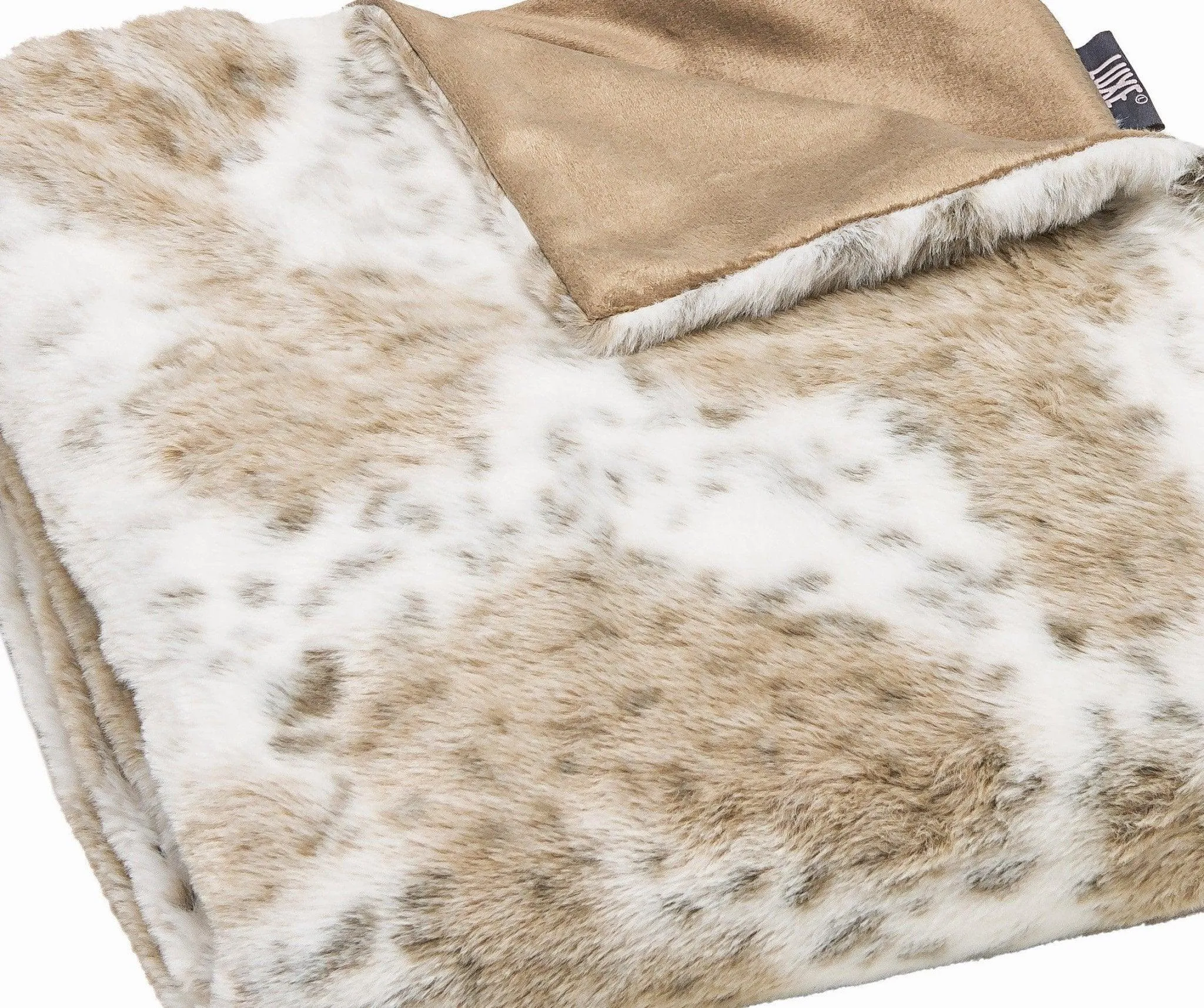 Brown & White Spotted Faux Fur Blanket storage cart, utility cart