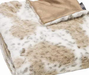 Brown & White Spotted Faux Fur Blanket storage cart, utility cart