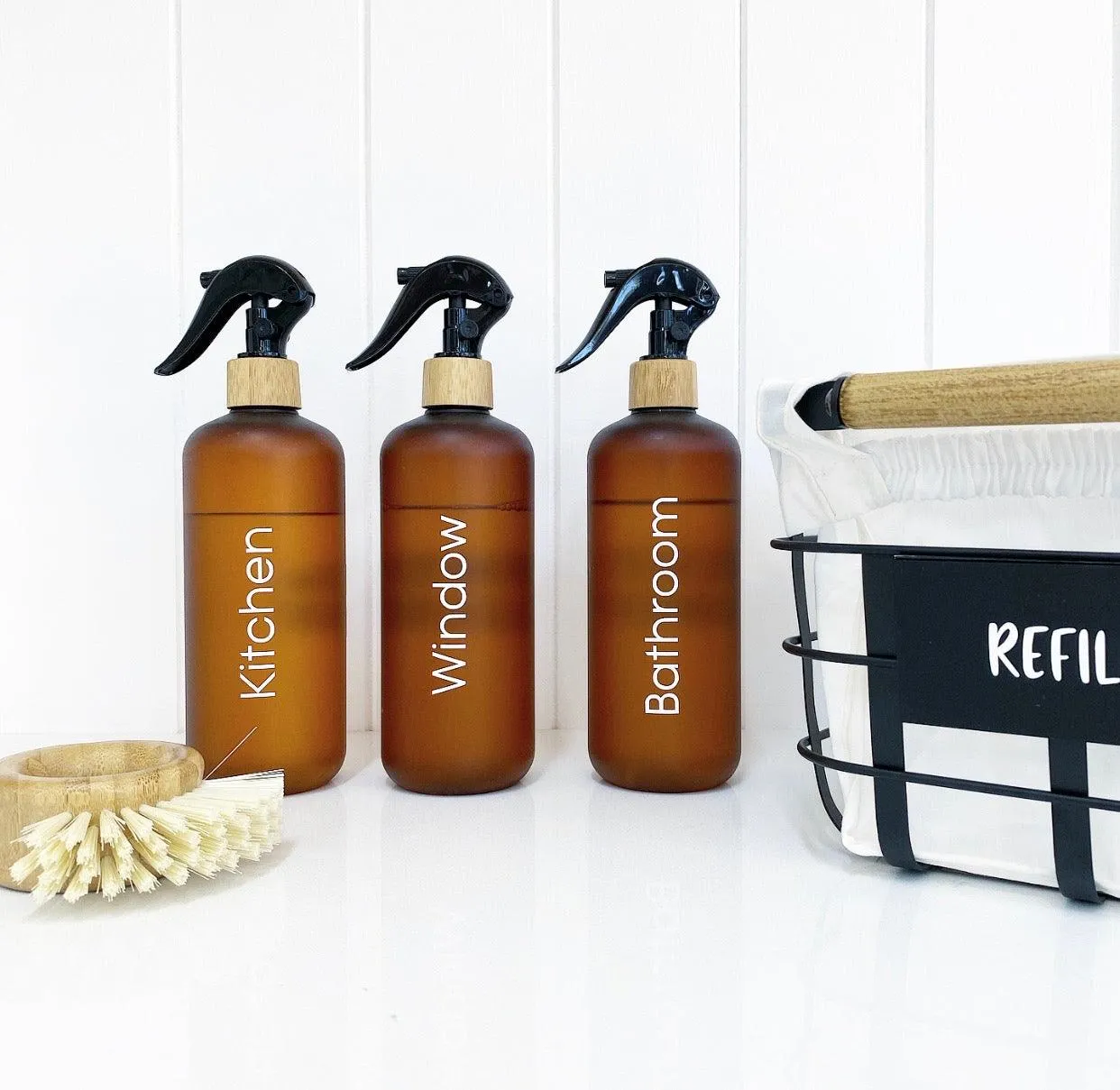 Brown Frost Bottle with Bamboo Spray - 500ml