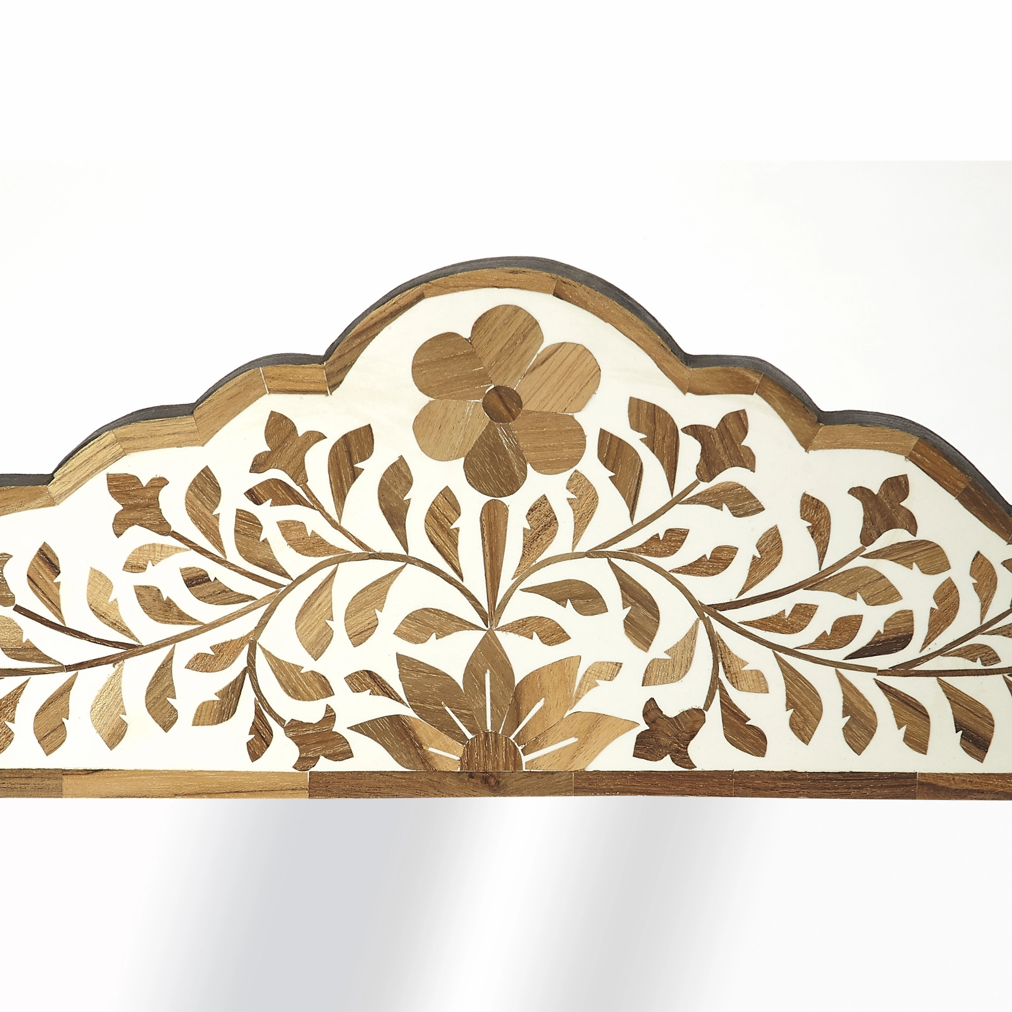 Brown Bone Inlay Mosaic Floral Wall Mirror