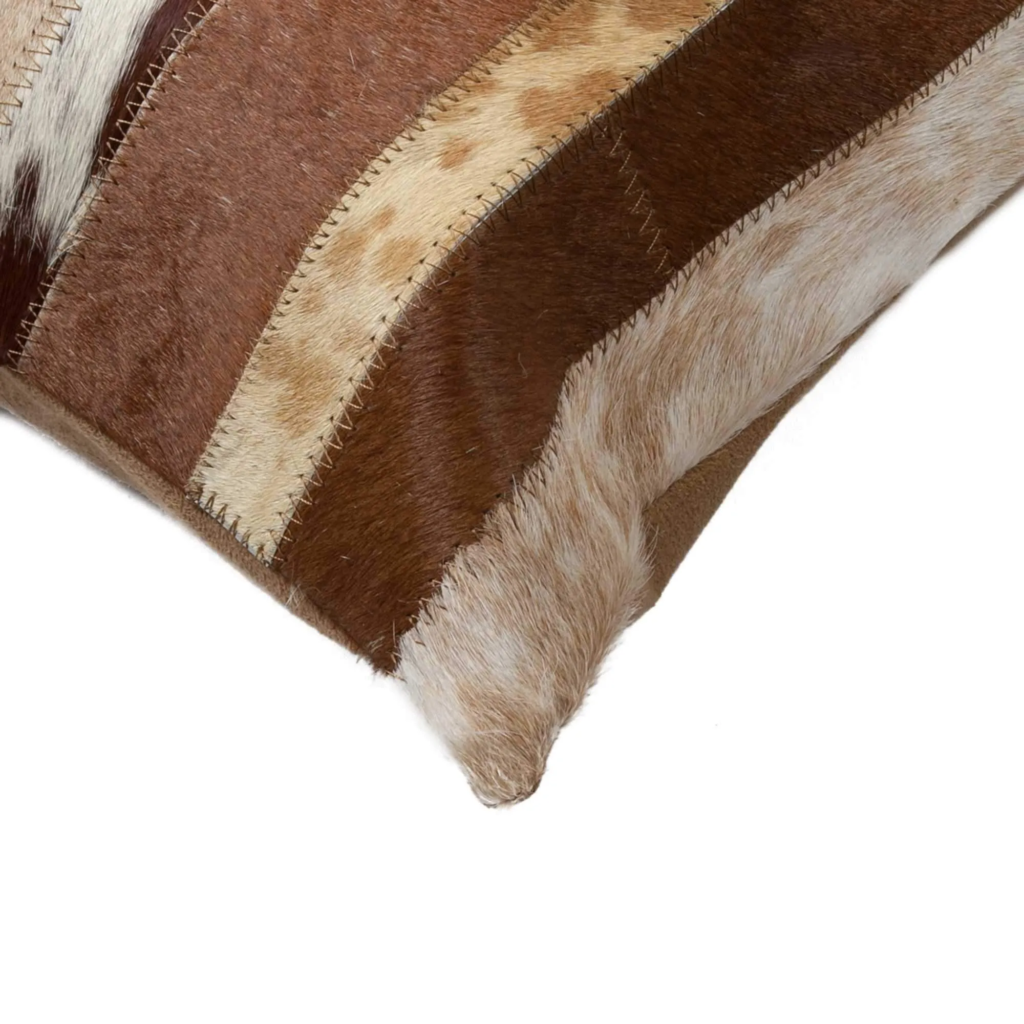 Browns & White Cowhide Strip Accent Pillow