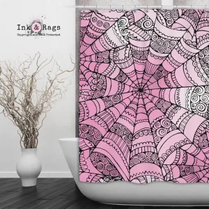 Bubble Gum Goth Spider Web Shower Curtains and Optional Bath Mats Lighting,Lamps Fixtures