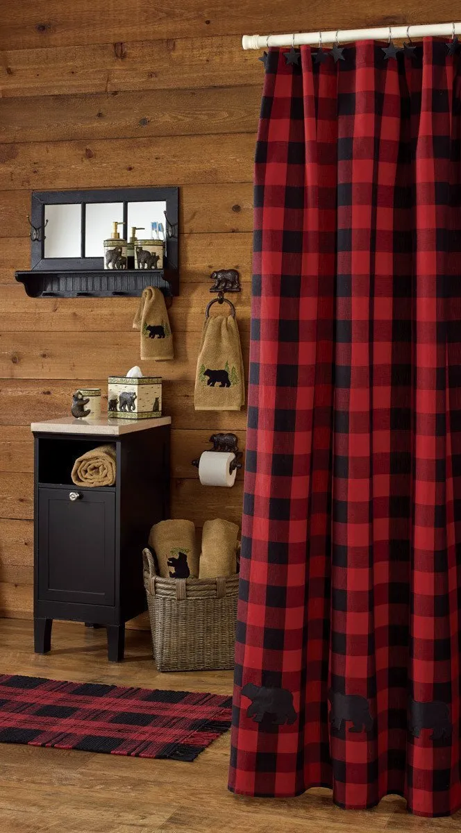 Buffalo Black and Red Check Bear Shower Curtain Lighting,Lamps Fixtures