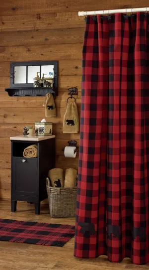 Buffalo Black and Red Check Bear Shower Curtain Lighting,Lamps Fixtures