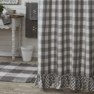 Buffalo Grey Check Ruffled Shower Curtain Lighting,Lamps Fixtures