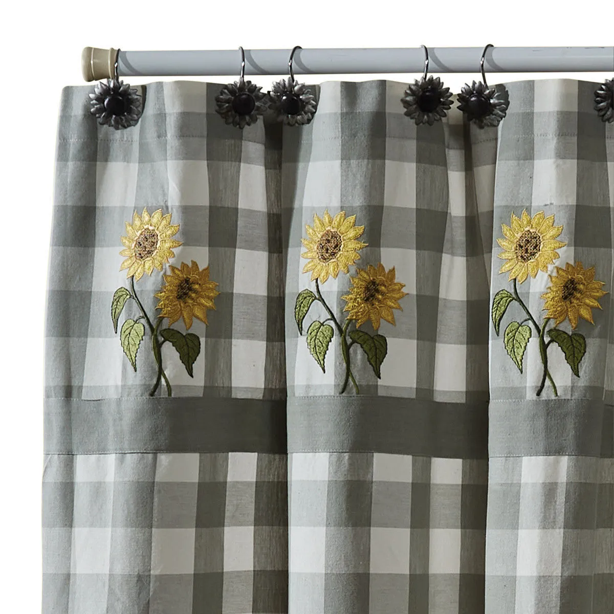 Buffalo Grey Check Sunflower Shower Curtain