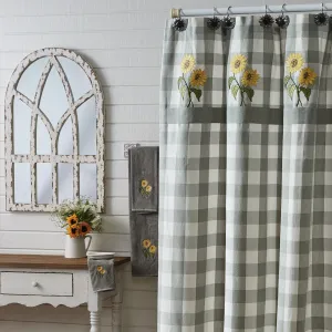 Buffalo Grey Check Sunflower Shower Curtain Lighting,Lamps Fixtures