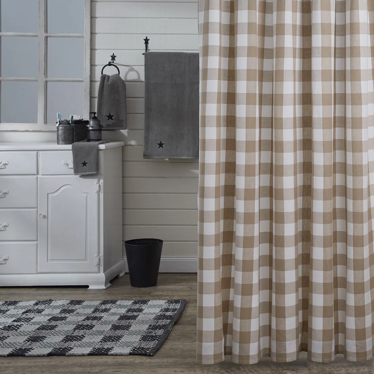 Buffalo Natural Check Shower Curtain Lighting,Lamps Fixtures