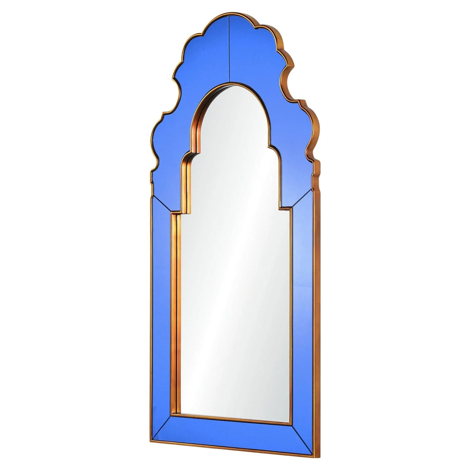 Bunny Williams Queen Anne Blue & Gold Framed Wall Mirror