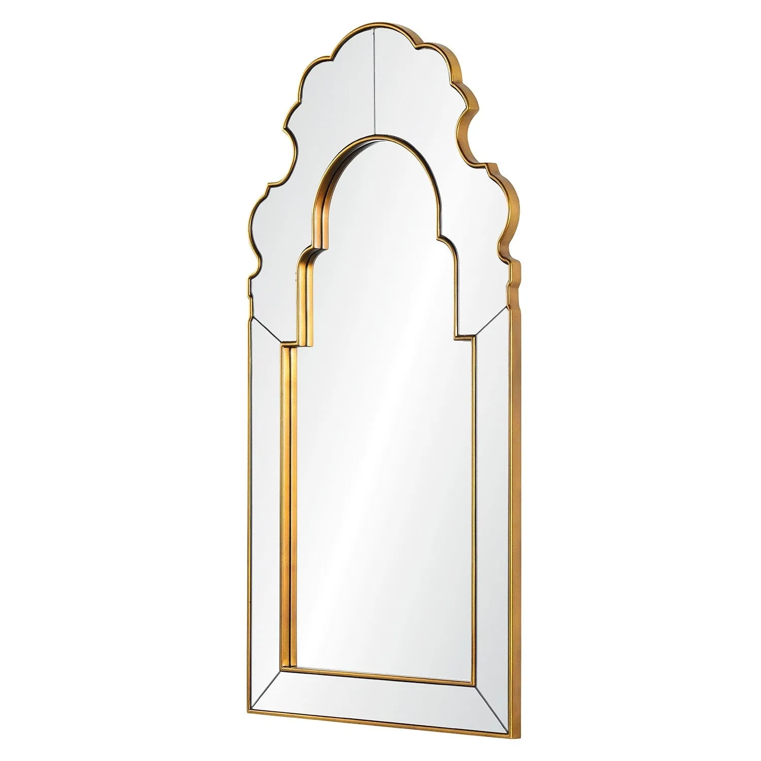 Bunny Williams Queen Anne Distressed Gold Leaf Framed Wall Mirror