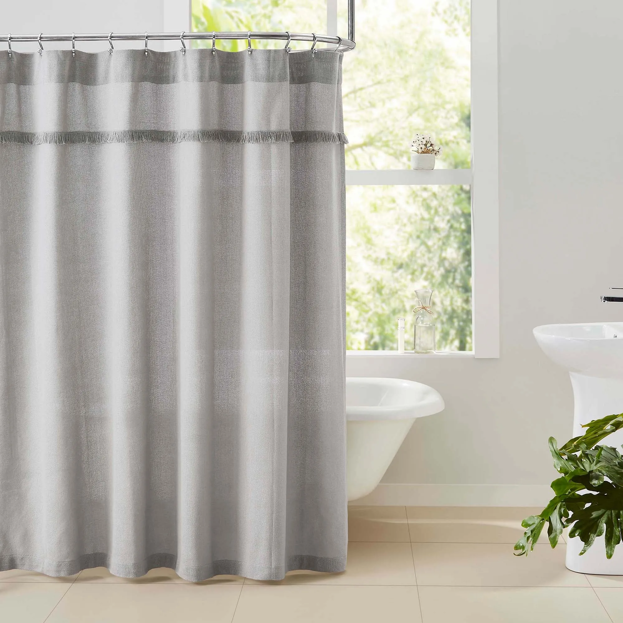 Burlap Dove Grey Shower Curtain Lighting,Lamps Fixtures