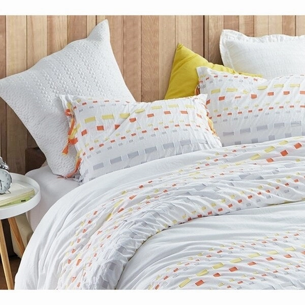 BYB Threads Textured Standard Sham - Gray/Yellow (2-Pack) pillowcases,cotton pillow covers,bed linen