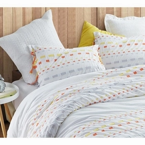 BYB Threads Textured Standard Sham - Gray/Yellow (2-Pack) pillowcases,cotton pillow covers,bed linen