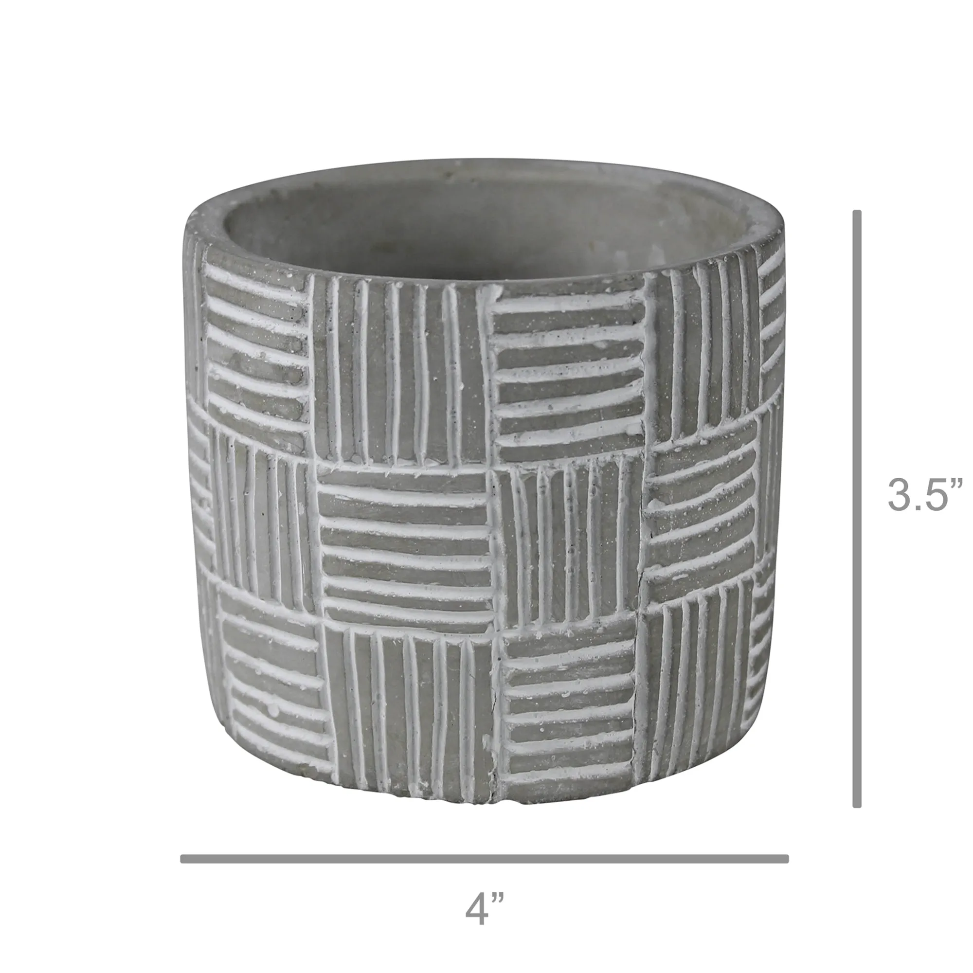 Cachepot, Cement - Crosshatch