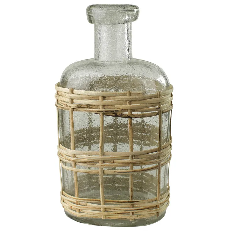 Cairo Bottle, Glass & Rattan - Med Vase,Ceramic Vase