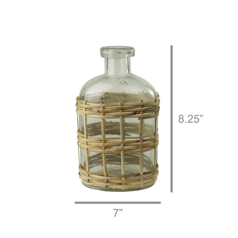 Cairo Bottle, Glass & Rattan - Small