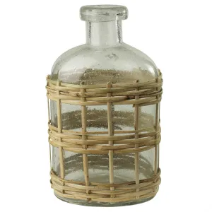 Cairo Bottle, Glass & Rattan - Small Vase,Ceramic Vase