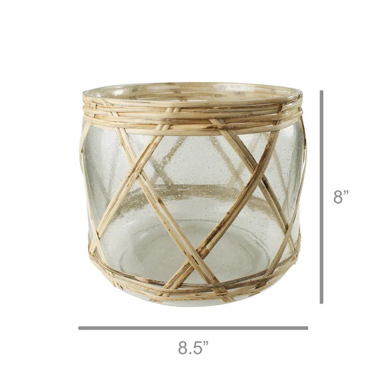 Cairo Hurricane, Glass & Rattan - Lrg