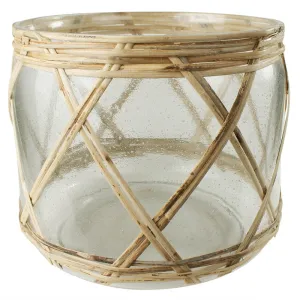 Cairo Hurricane, Glass & Rattan - Lrg Vase,Ceramic Vase