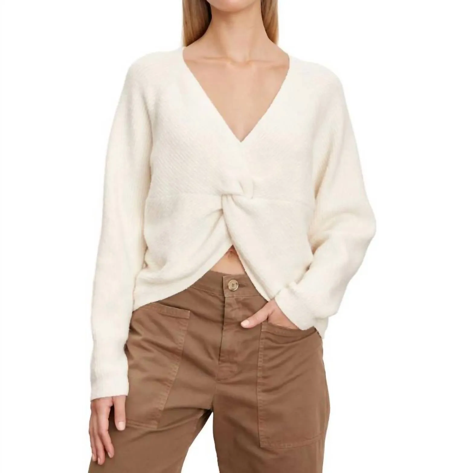 Caitlyn Twist Raglan Sweater In Milk