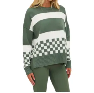 Callie Sweater In Olive/white