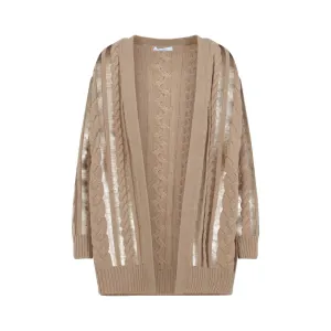 Camel Beige Wool Mirco Cardigan