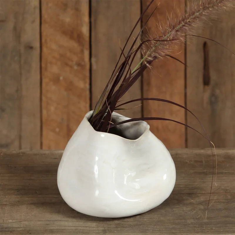 Canyon Ceramic Vase - Sm - Fancy White