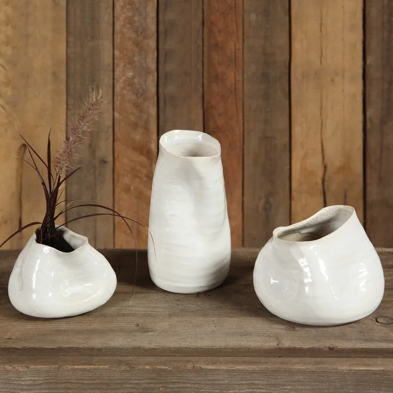 Canyon Ceramic Vase - Sm - Fancy White