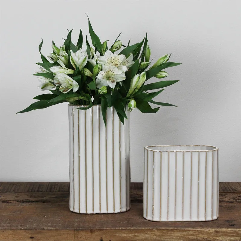 Caro Ribbed Vase, Ceramic - Sm