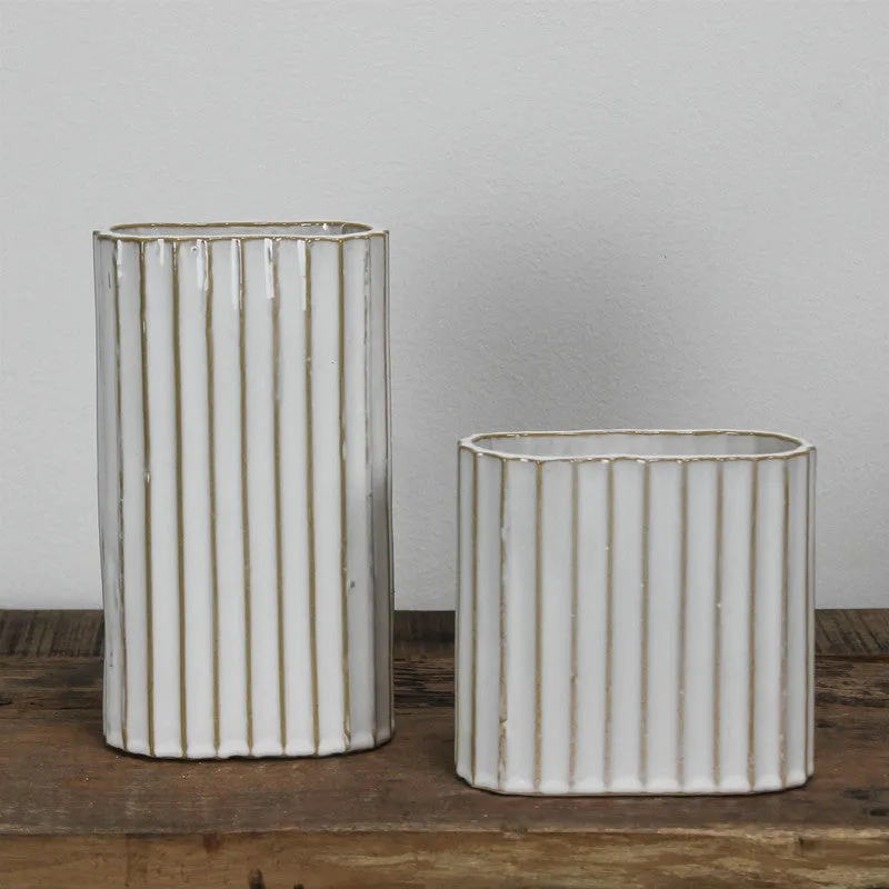 Caro Ribbed Vase, Ceramic - Sm