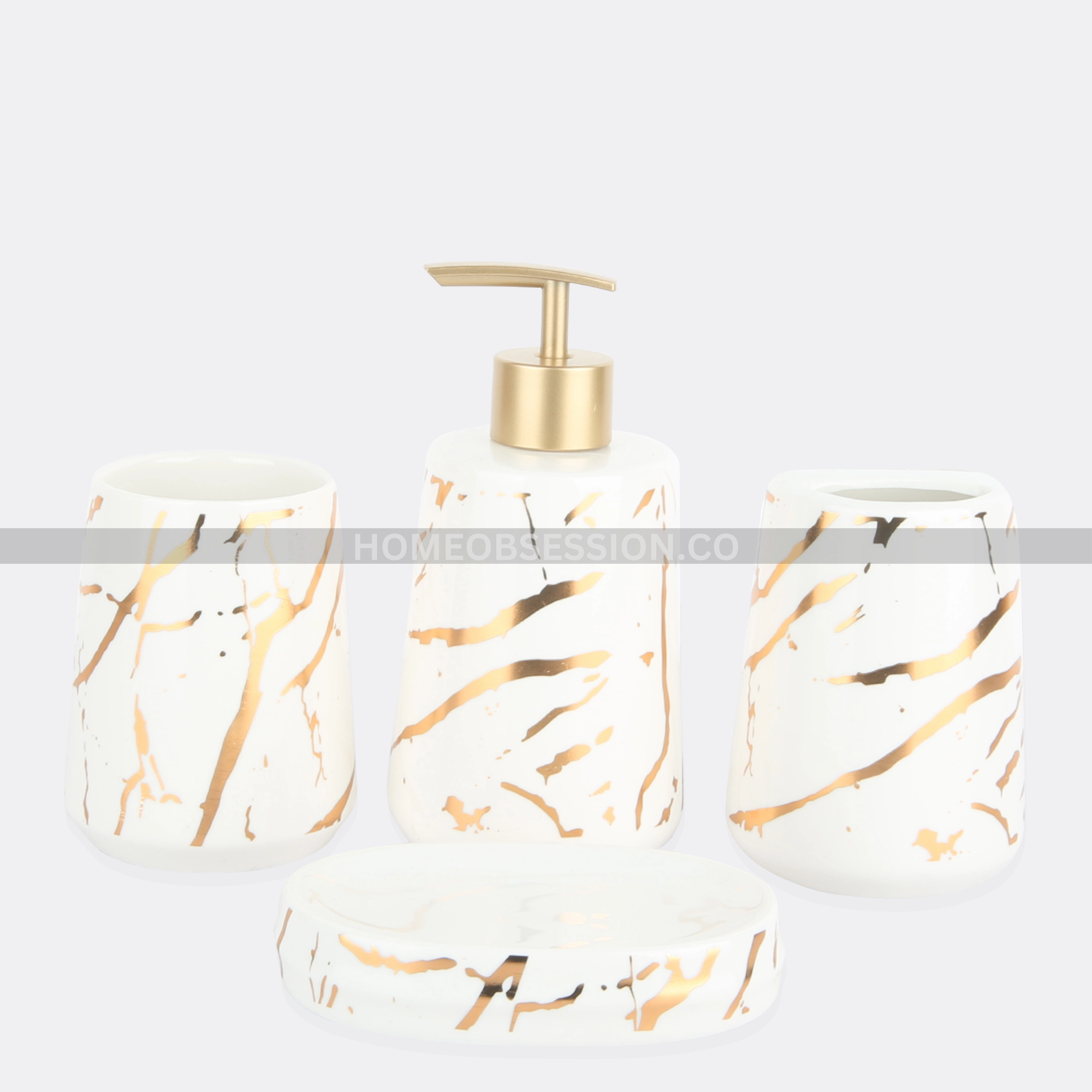 Carrara White Bath Set Shower Curtain,Waterproof Curtain