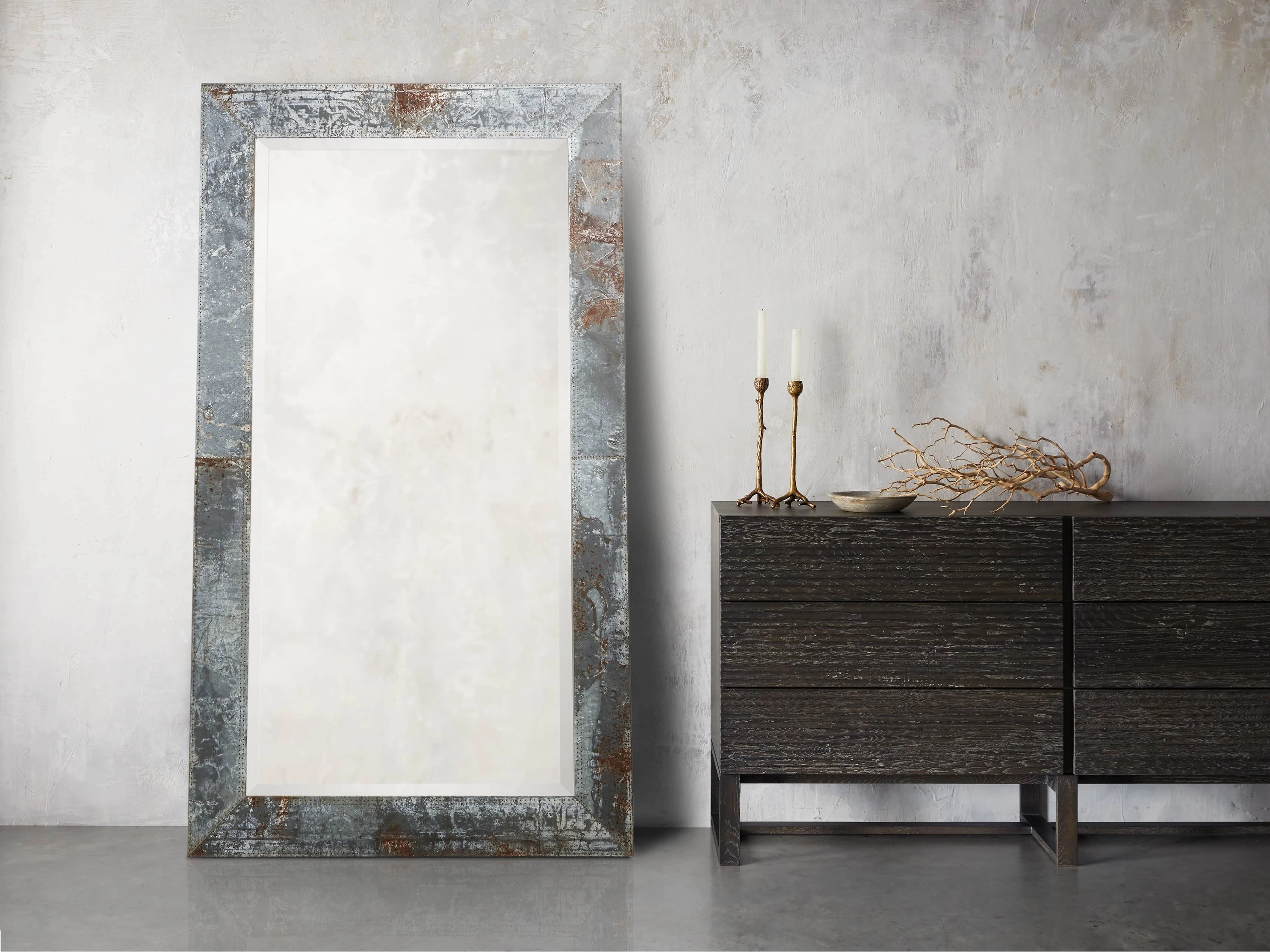 Caspian Floor Mirror in Iron Floor Mirrors,full length floor mirror