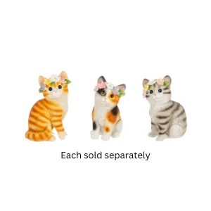 Cat with Floral Headband Figurine 3.5" Decorative Mirror,Home Decor Mirror