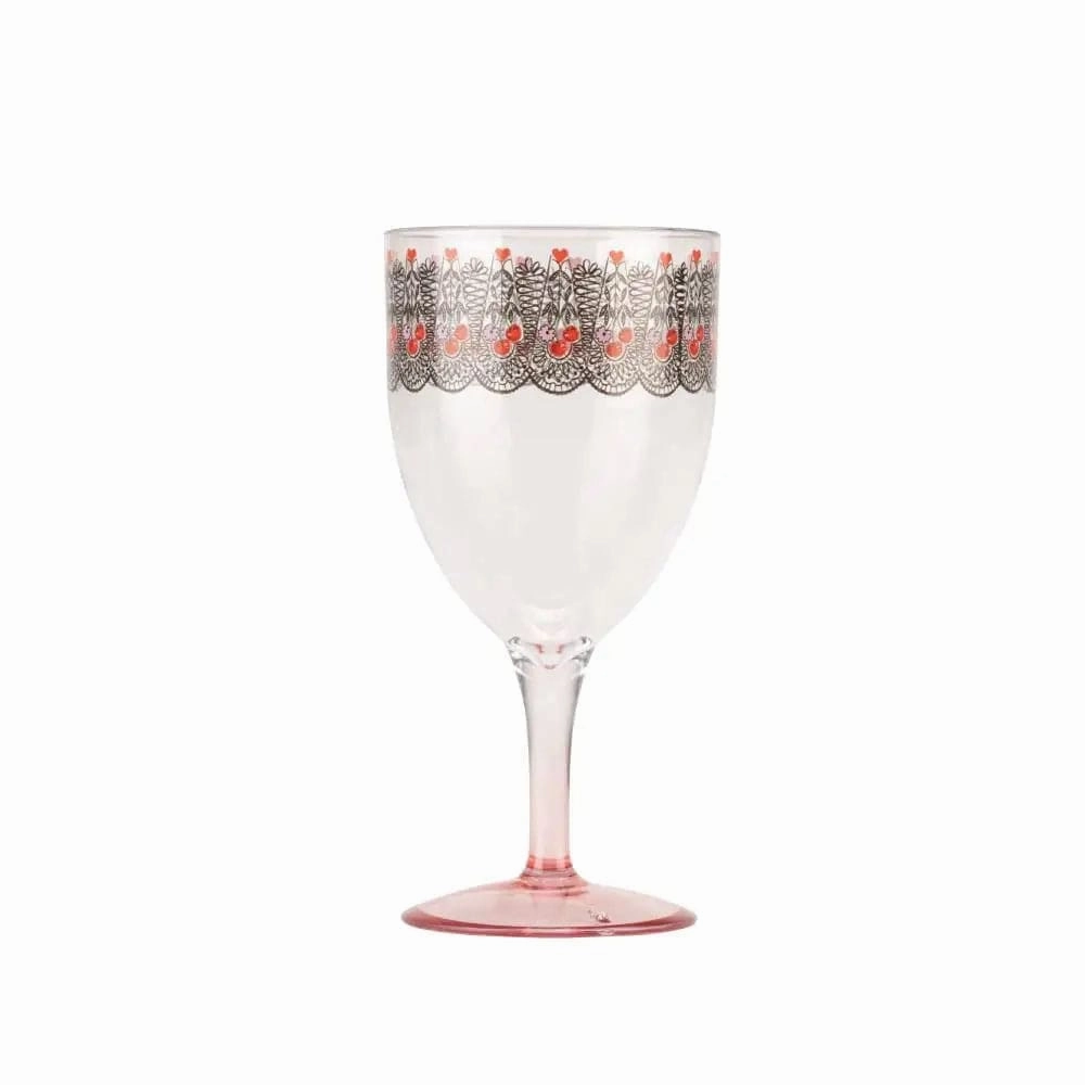 Cath Kidston Picnic Wine Glass 350ml In Cherry White