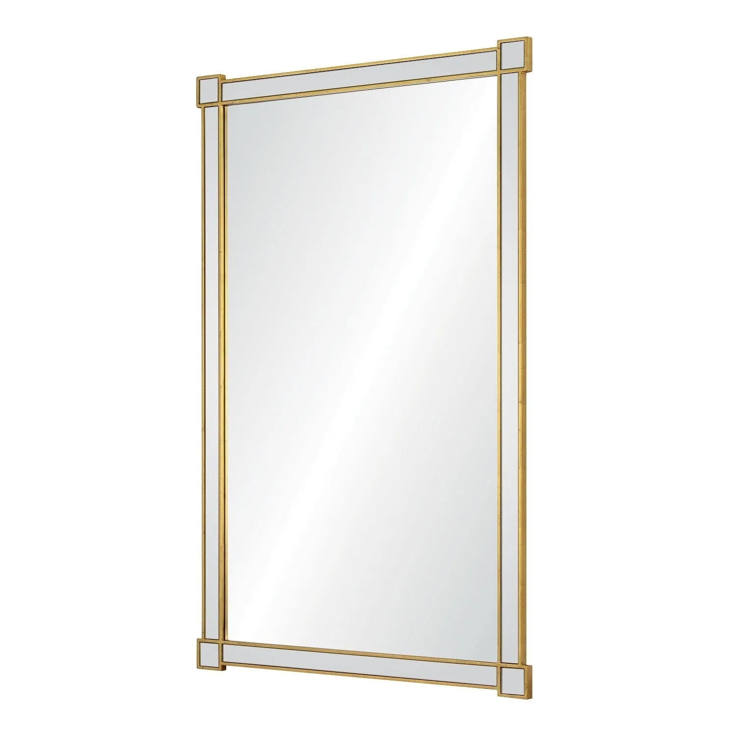 Celerie Kemble Burnished Gold Leaf  Mirror Framed Wall Mirror