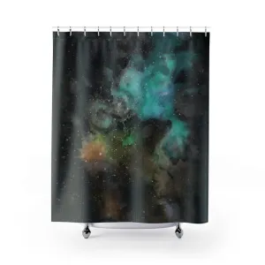Celestial Shower Curtain | Black Green Teal Lighting,Home Lighting