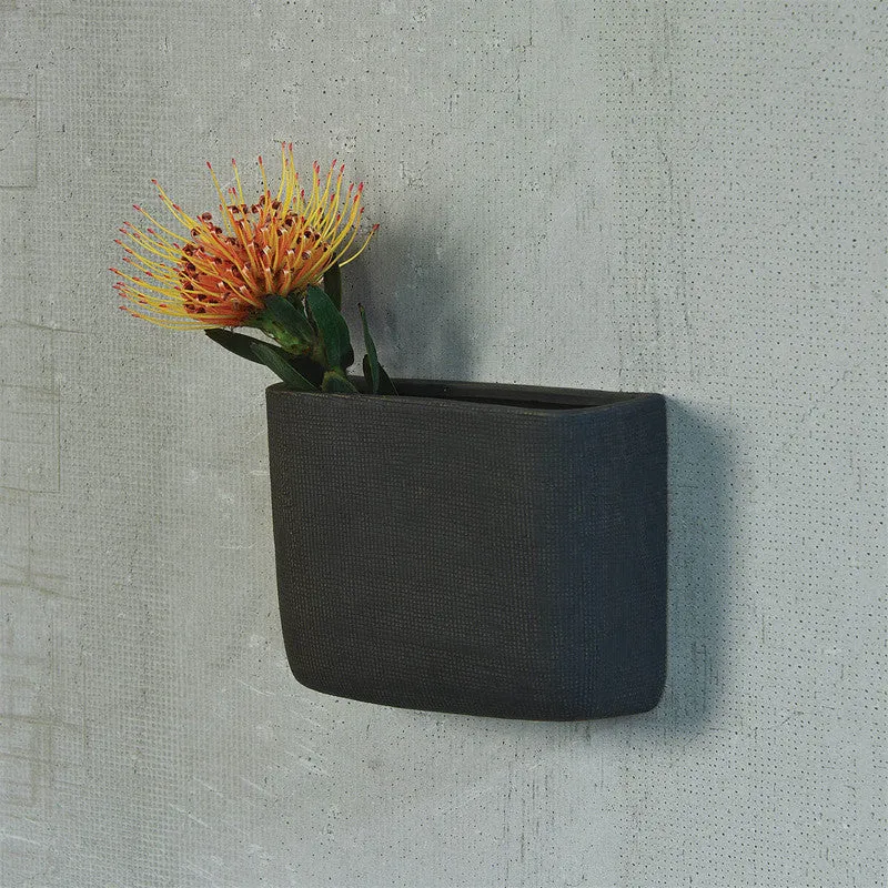 Ceramic Wall Pocket, Rect - Lrg - Grey
