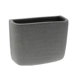 Ceramic Wall Pocket, Rect - Lrg - Grey Vase,Ceramic Vase