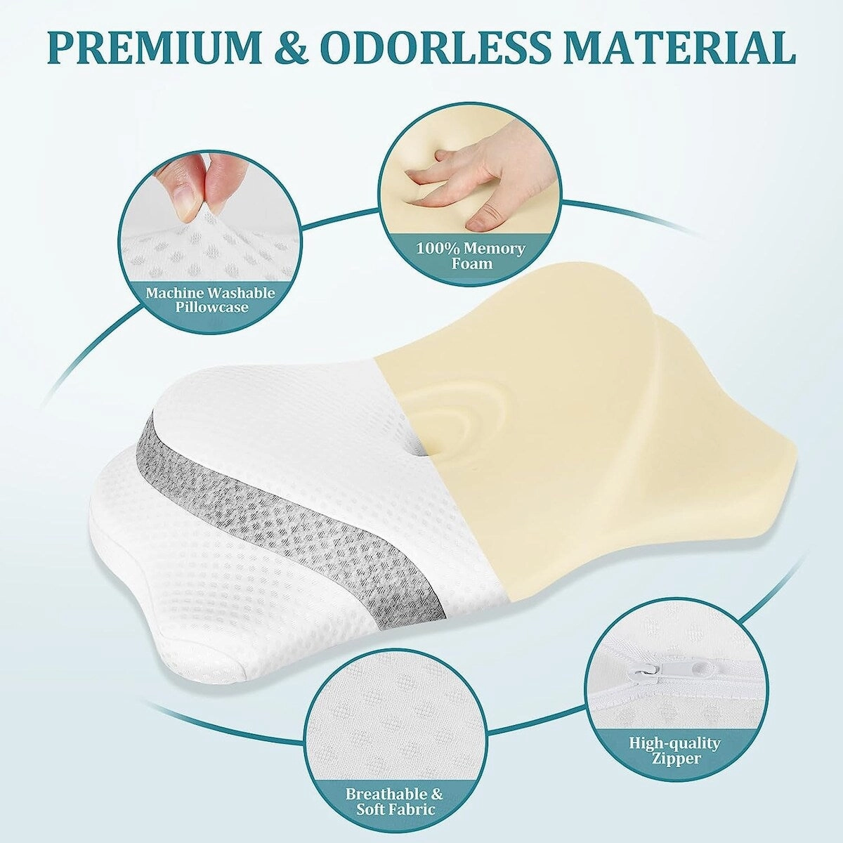 Cervical Memory Foam Pillow for Neck ,Washable Pillowcase