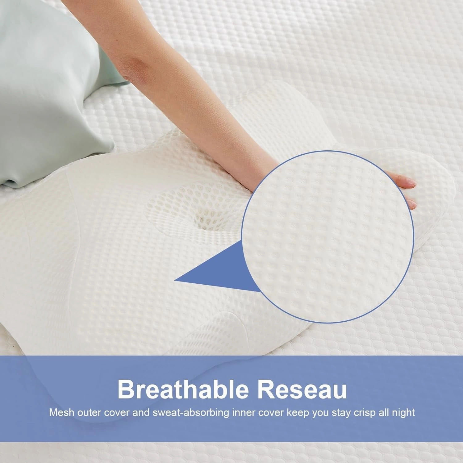 Cervical Pillow for Neck Support, Contour Memory Foampillow Shoulder Support Pain Relief for Side Back Stomach Sleepers - White