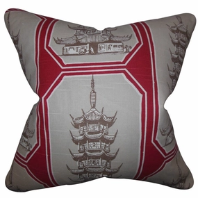 Chakra Geometric Euro Sham Gray Red pillowcases,cotton pillow covers,bed linen