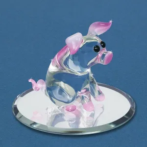Charming Barn Yard Pink Pig Glass Figurine Decorative Mirror,Home Decor Mirror
