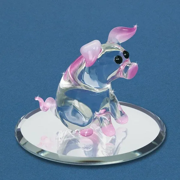 Charming Barn Yard Pink Pig Glass Figurine Decorative Mirror,Home Decor Mirror