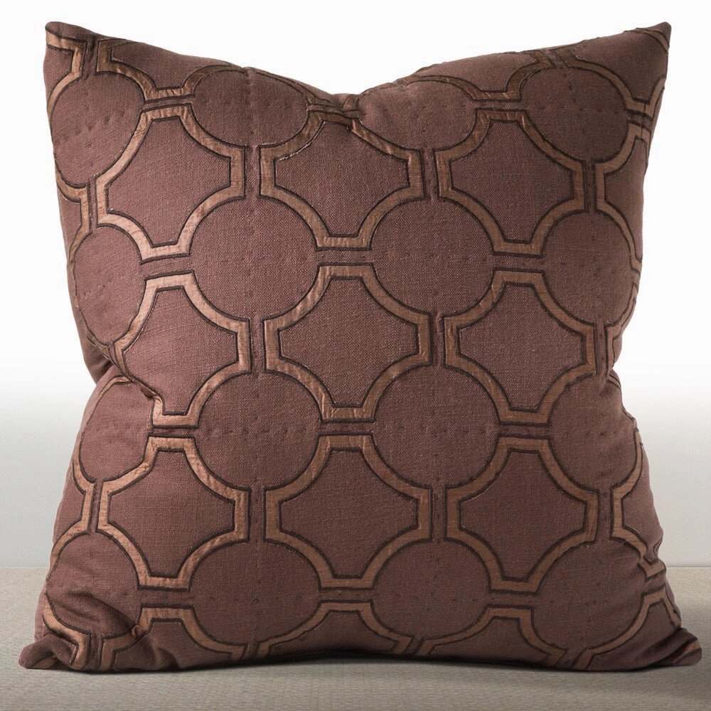 Chauran Francheschi Espresso Silk Embroidered Unfilled Euro Sham pillowcases,cotton pillow covers,bed linen