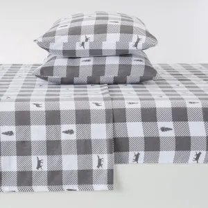 Checkered Lodge Cotton Sheet Set shower bench, bathroom seat