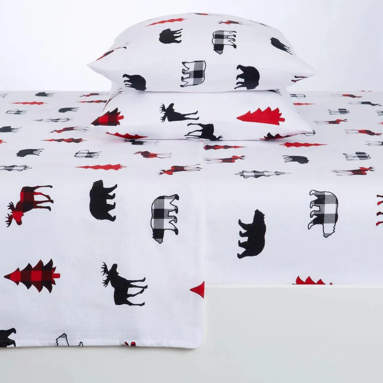 Checkered Moose Cotton Sheet Set