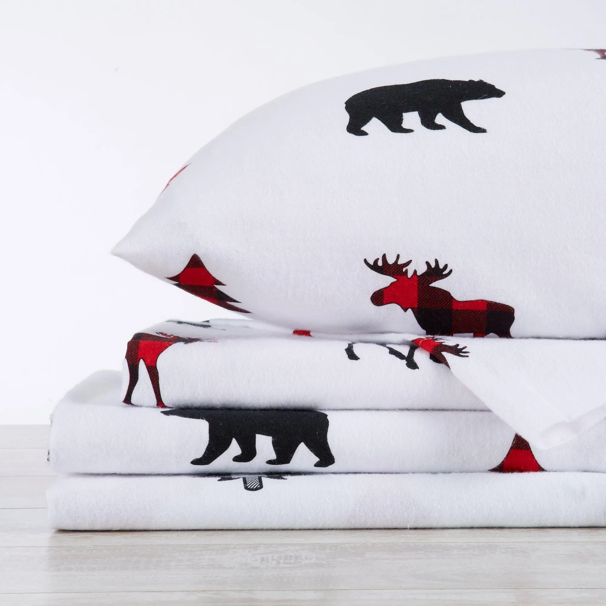 Checkered Moose Cotton Sheet Set